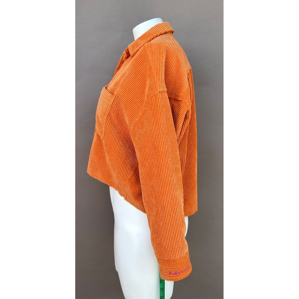 NEW BDG Urban Outfitters XS Orange Corduroy Button Up Crop Shirt Shacket Jacket - Picture 5 of 16